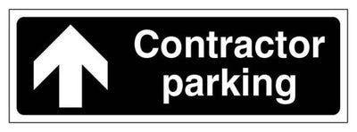 Contractor Parking Sign - Landscape - Arrow Up - Black