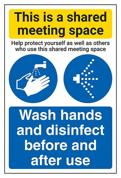 Shared Meeting Space Wash Hands And Disinfect
