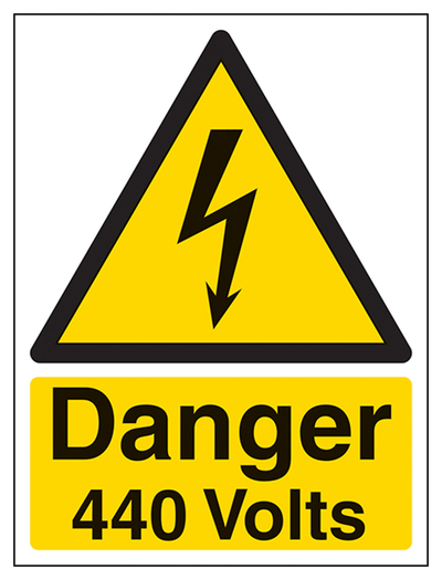 Danger 440 Volts Sign - Portrait