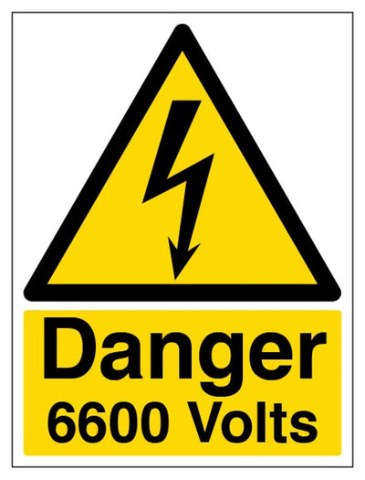 Danger 6600 Volts Sign - Portrait