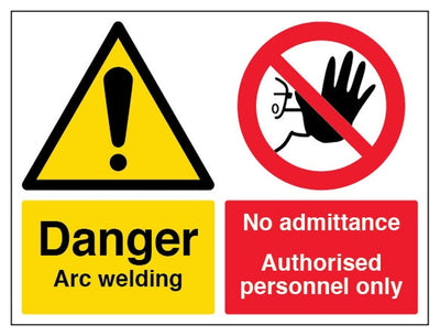 Danger Arc Welding / No Admittance Authorised Personnel Only Sign - Landscape