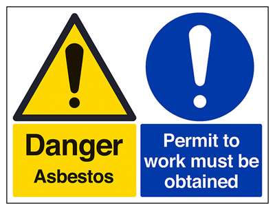 Danger Asbestos/Permit To Work Sign - Large Landscape