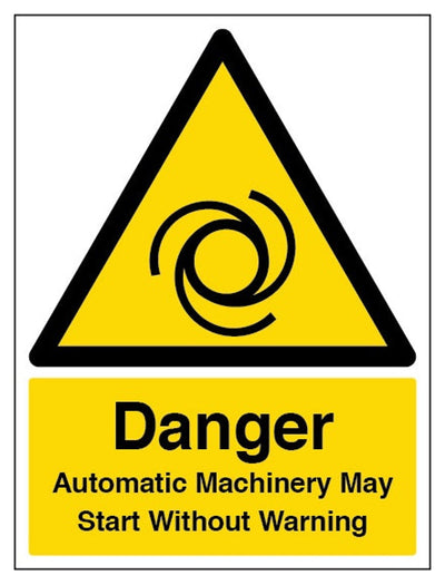 Danger Automatic Machinery May Start Sign - Portrait