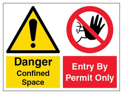 Danger Confined Space / Entry By Permit Only Sign - Landscape