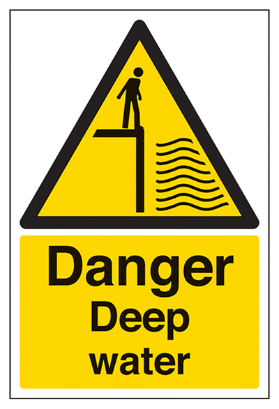 Danger Deep Water Sign - Portrait
