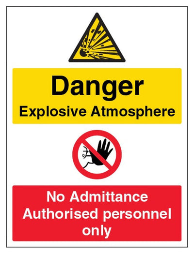 Danger Explosive Atmosphere / No Admittance Sign - Portrait