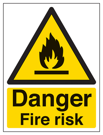 Danger Fire Risk Sign - Portrait