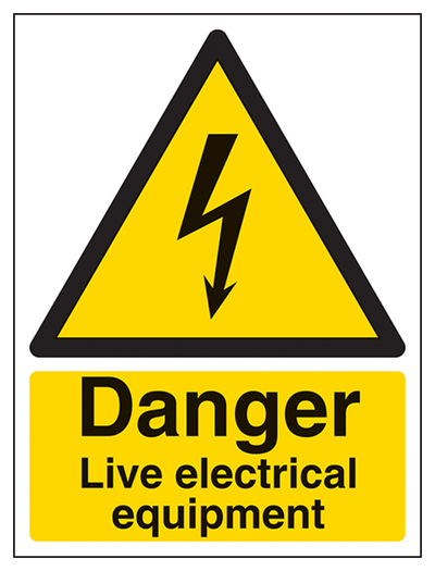 Danger Live Electrical Equipment Sign - Portrait
