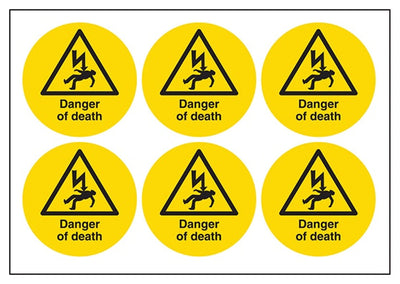 Danger Of Death Vinyl Labels On A Sheet