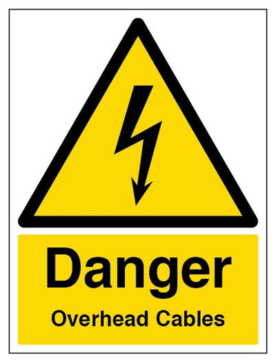 Danger Overhead Cables Sign - Portrait