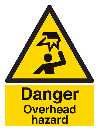 Danger Overhead Hazard Sign - Portrait