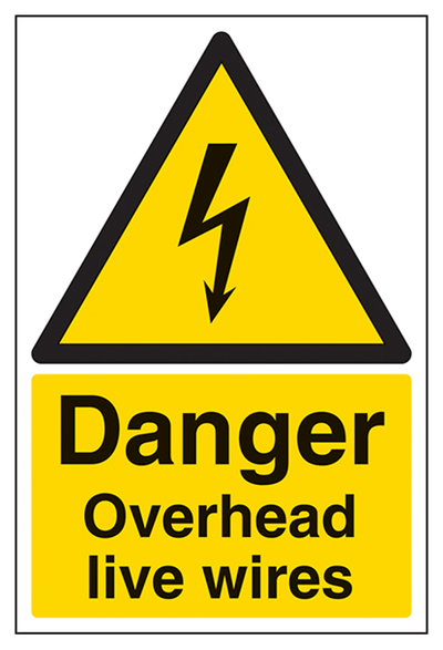 Danger Overhead Live Wires Sign - Portrait