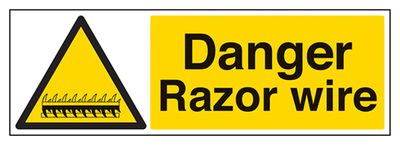 Danger Razor Wire Sign - Landscape