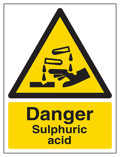 Danger Sulphuric Acid Sign - Portrait
