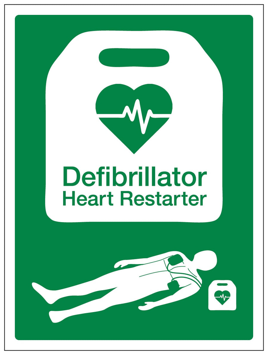 Defibrillator Heart Restarter Sign Resus Council And Bhf Approved