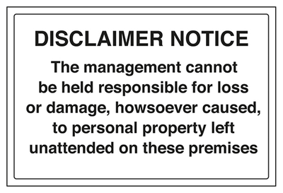 Disclaimer Notice - Management Responsibility