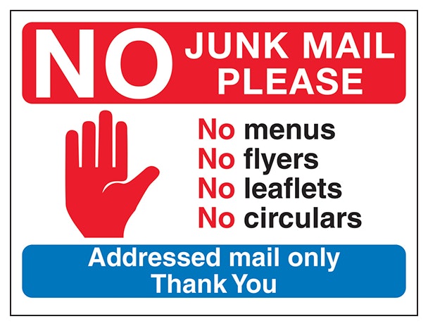 Stop Hand Symbol No Junk Mail Please No Menus No Flyers