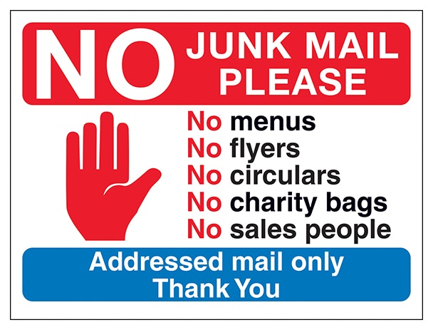 Stop Hand Symbol No Junk Mail Please No Menus No
