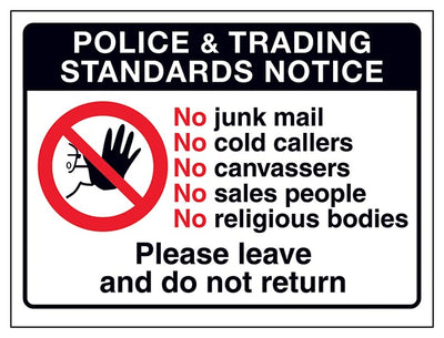 Police And Trading Standards No Junk Mail No Cold Callers