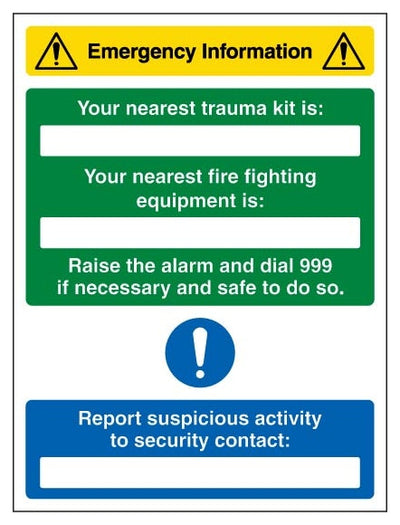 Emergency Information Nearest Trauma Kit Fire Equipment Is