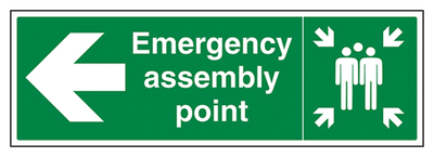 Emergency Assembly Point Arrow Left Sign
