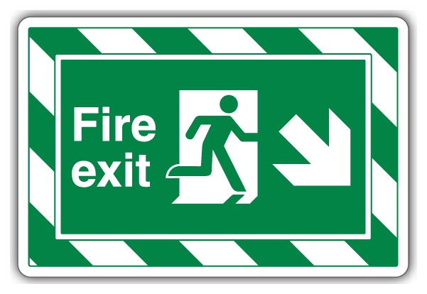 Fire Exit Arrow Down Right Extraviz