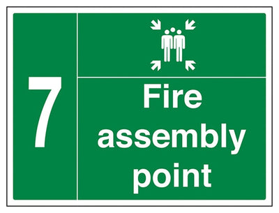 Fire Assembly Point with Family and Number 7 Sign