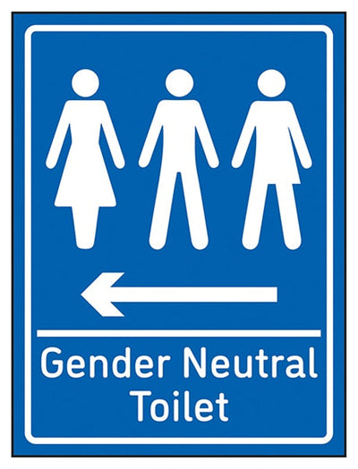 Gender Neutral Toilet Arrow Left Blue Sign