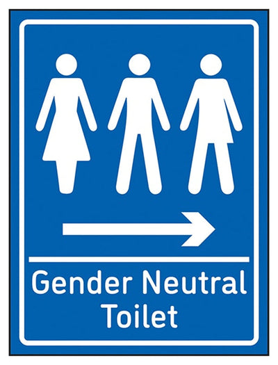 Gender Neutral Toilet Arrow Right Blue Sign