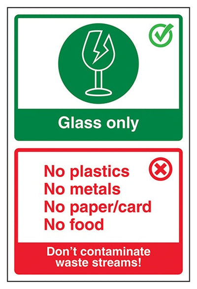 Glass Only / Don't Contaminate Waste Streams! Sign