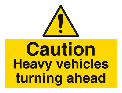 Heavy Vehicles Turning Sign - Large Landscape
