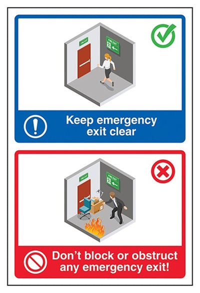 Keep Emergency Exit Clear / Don't Block Emergency Exit Sign