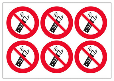No Mobile Phone Vinyl Labels On A Sheet