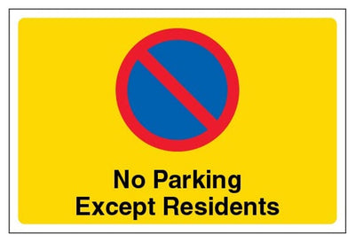 No Parking Except Residents Sign - Large Landscape