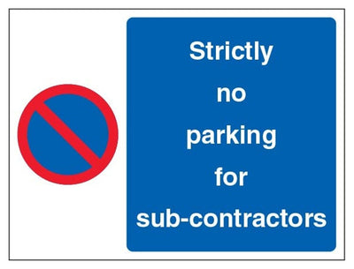 No Parking For Sub-Contractors Sign - Landscape