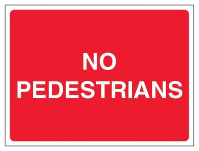 No Pedestrians Sign - Landscape - Red