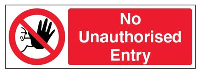 No Unauthorised Entry Sign - Landscape
