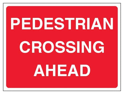 Pedestrian Crossing Ahead Sign - Landscape - Red