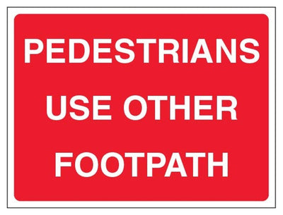 Pedestrians Use Other Footpath Sign - Landscape - Red