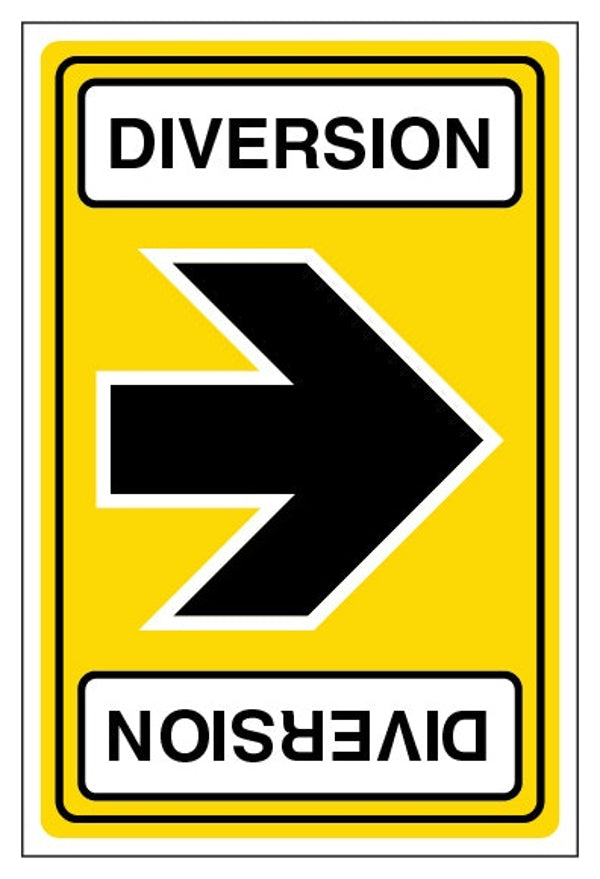 Reversable Diversion Sign - Arrow Left/Right - Portrait