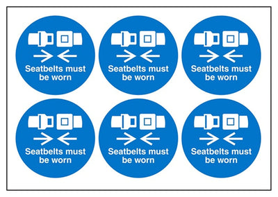 Seatbelts Must Be Worn Vinyl Labels On A Sheet