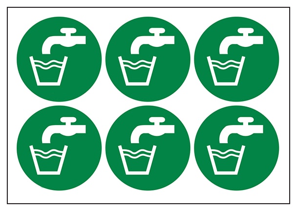 Drinking Water Vinyl Labels On A Sheet