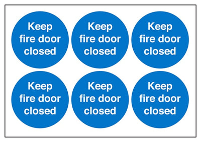 Fire Door Keep Closed Vinyl Labels On A Sheet