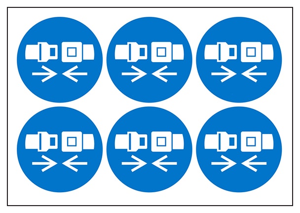 Seatbelt Vinyl Labels On A Sheet