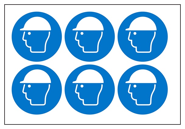 Safety Helmet Vinyl Labels On A Sheet