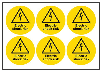 Electric Shock Risk Vinyl Labels On A Sheet