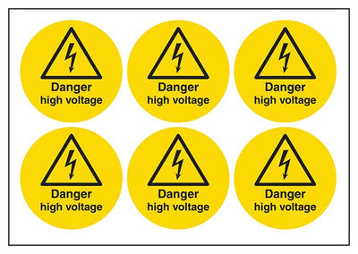 Danger High Voltage Vinyl Labels On A Sheet