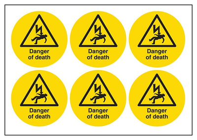 Danger Of Death Vinyl Labels On A Sheet