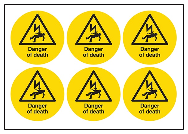 Danger Of Death Vinyl Labels On A Sheet