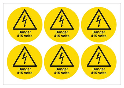 Danger 415 Volts Vinyl Labels On A Sheet